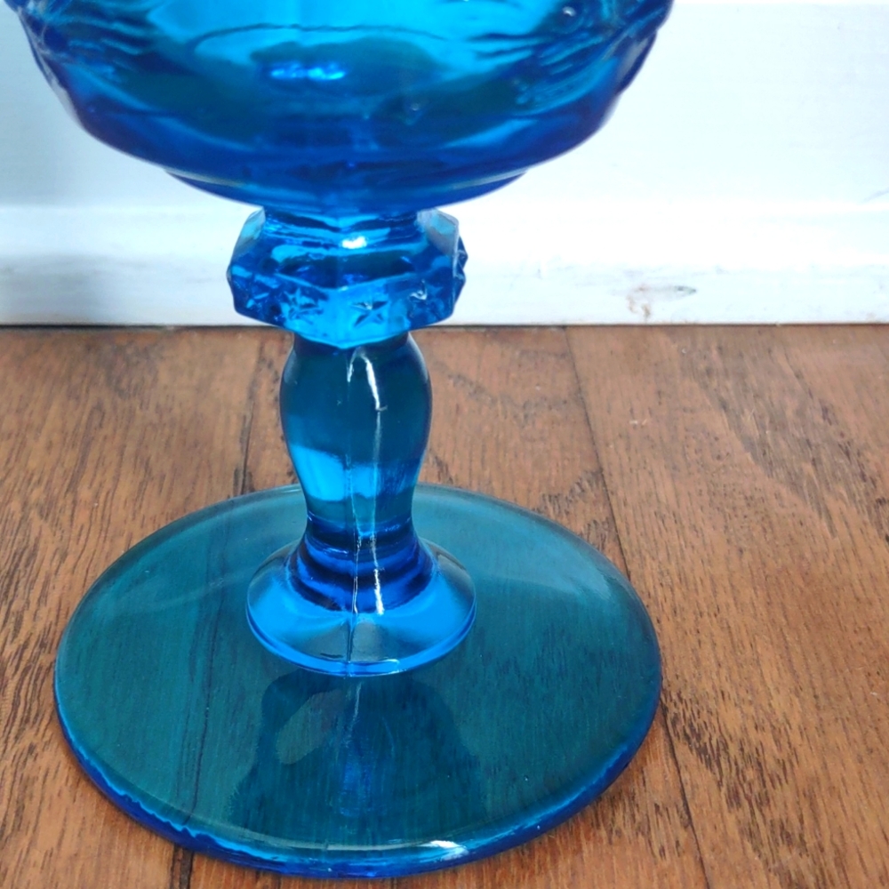 LE Smith Cobalt Blue American Eagle Stars Glass Goblet - Picture 4 of 8